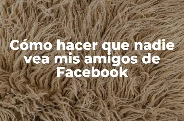 Cómo Hacer que Nadie Vea Mis Amigos de Facebook