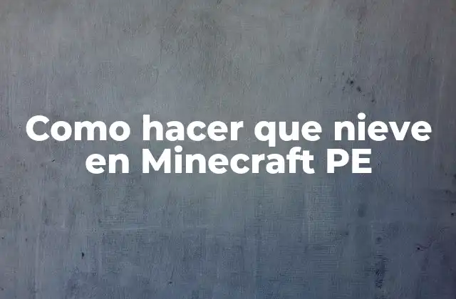 Como Hacer que Nieve en Minecraft Pe