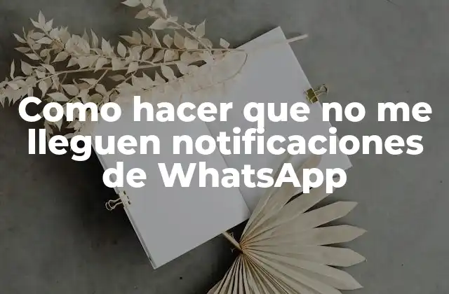 Como Hacer que No Me Lleguen Notificaciones de Whatsapp