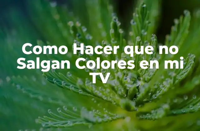 Como Hacer que No Salgan Colores en Mi Tv