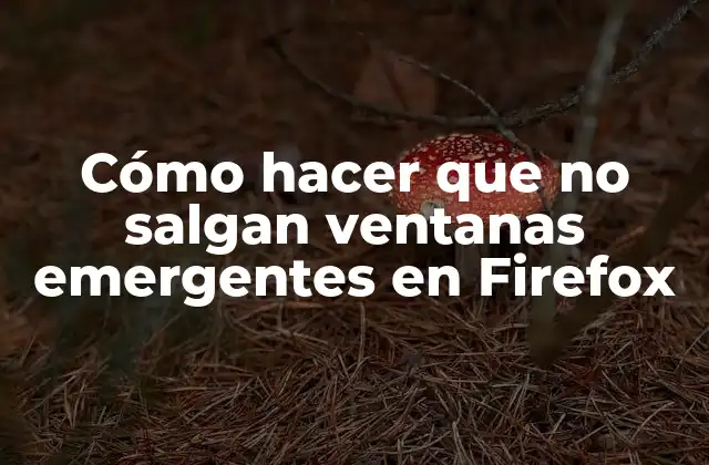 Cómo Hacer que No Salgan Ventanas Emergentes en Firefox