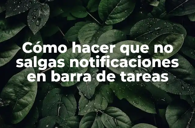 Cómo Hacer que No Salgas Notificaciones en Barra de Tareas
