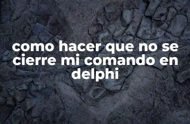 Como Hacer que No Se Cierre Mi Comando en Delphi