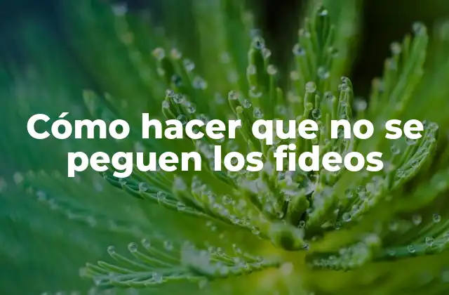 Cómo Hacer que No Se Peguen los Fideos