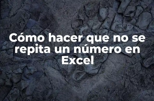 Cómo Hacer que No Se Repita un Número en Excel