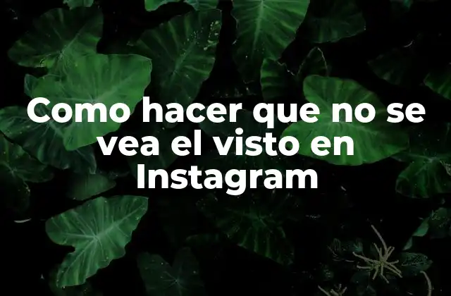 Como Hacer que No Se Vea el Visto en Instagram