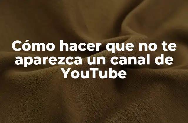 Cómo Hacer que No Te Aparezca un Canal de Youtube