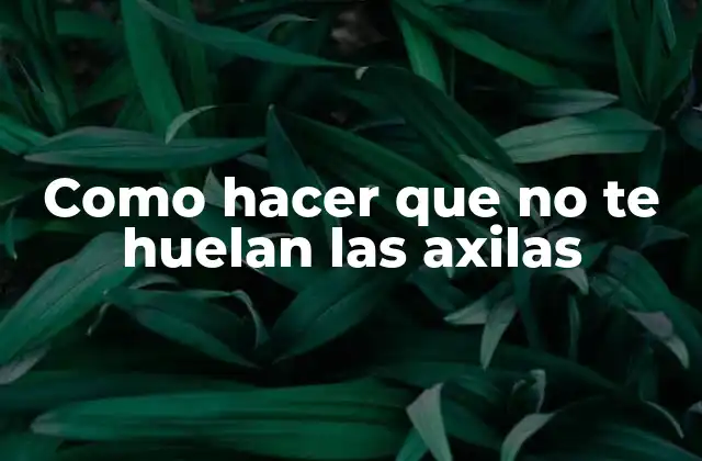 Como Hacer que No Te Huelan las Axilas