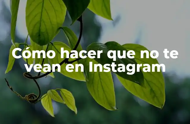 Cómo Hacer que No Te Vean en Instagram