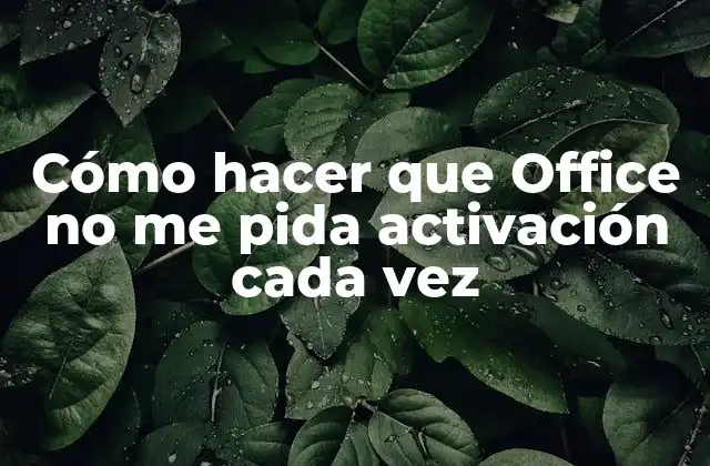 Cómo Hacer que Office No Me Pida Activación Cada Vez