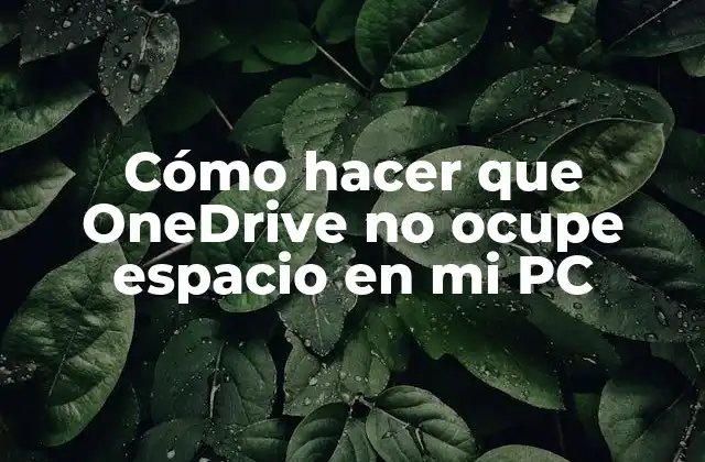 Cómo Hacer que Onedrive No Ocupe Espacio en Mi Pc
