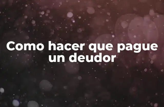 Como Hacer que Pague un Deudor