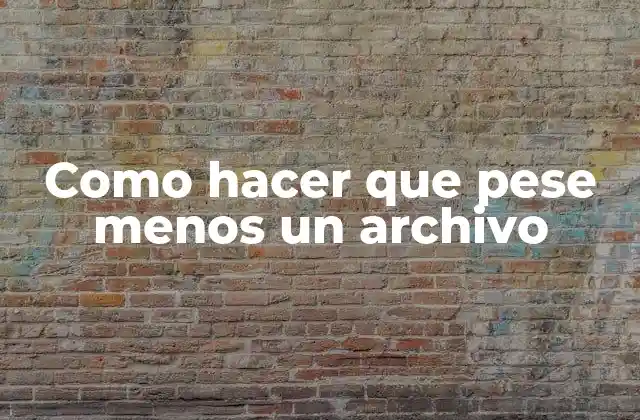 Como Hacer que Pese Menos un Archivo