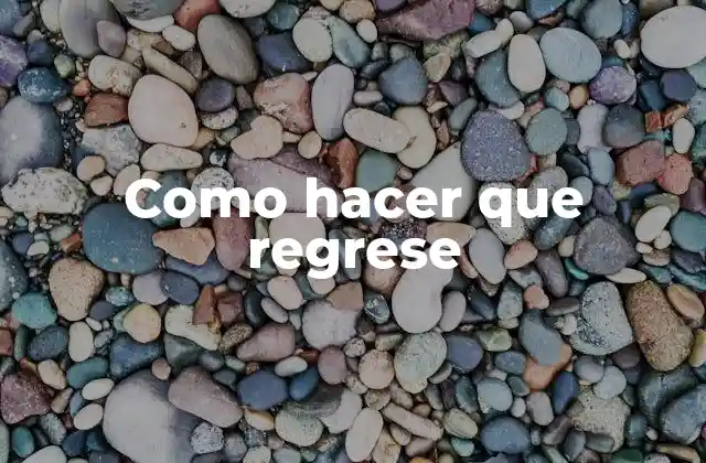 Como Hacer que Regrese
