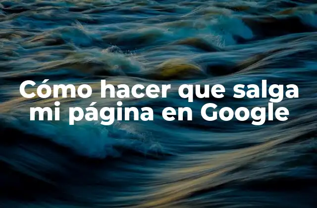 Cómo Hacer que Salga Mi Página en Google