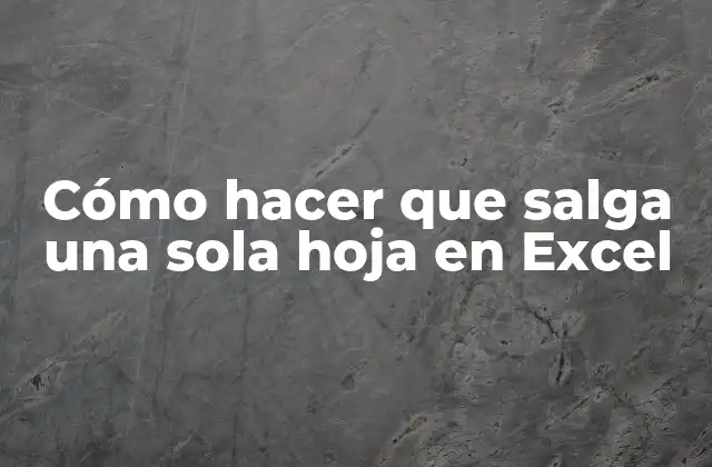 Cómo Hacer que Salga una Sola Hoja en Excel