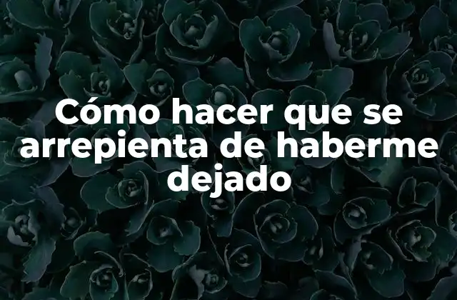 Cómo Hacer que Se Arrepienta de Haberme Dejado