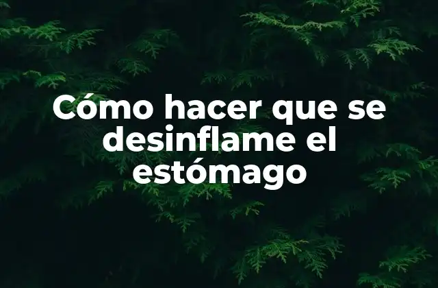 Cómo Hacer que Se Desinflame el Estómago