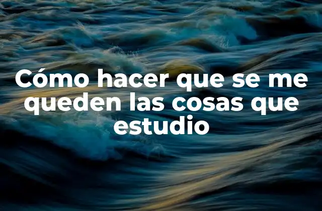 Cómo Hacer que Se Me Queden las Cosas que Estudio
