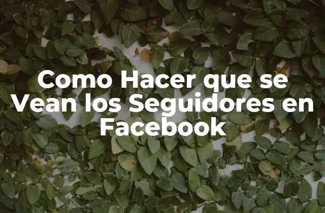 Como Hacer que Se Vean los Seguidores en Facebook