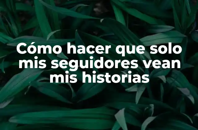 Cómo Hacer que Solo Mis Seguidores Vean Mis Historias