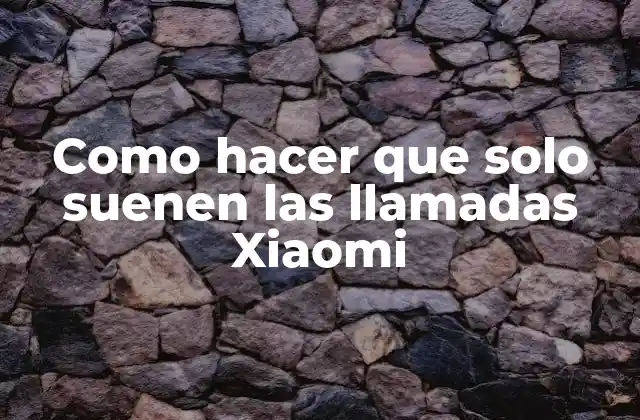 Como Hacer que Solo Suenen las Llamadas Xiaomi