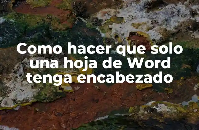Como Hacer que Solo una Hoja de Word Tenga Encabezado