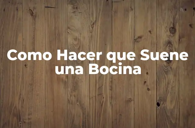 Como Hacer que Suene una Bocina