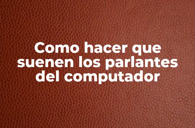 Como Hacer que Suenen los Parlantes Del Computador