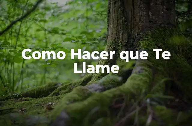 ¿Qué es como Hacer que Te Llame?