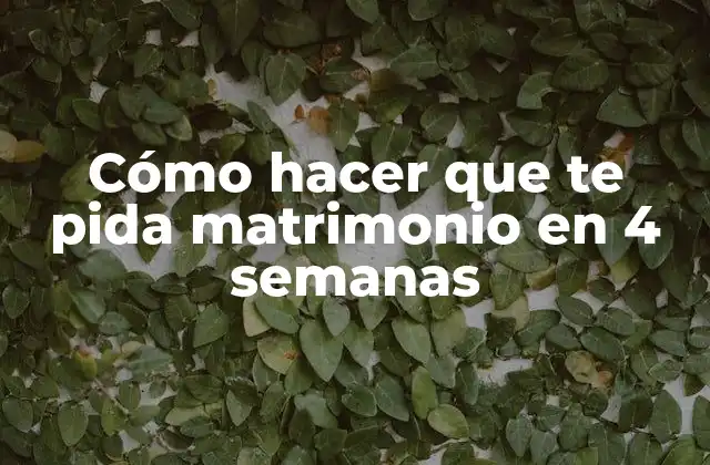 Cómo Hacer que Te Pida Matrimonio en 4 Semanas