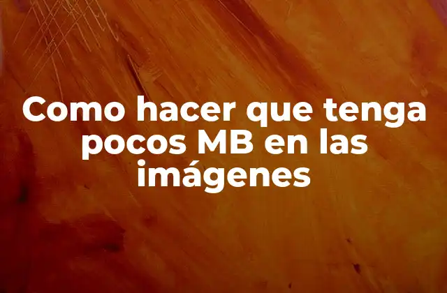 Como Hacer que Tenga Pocos Mb en las Imágenes
