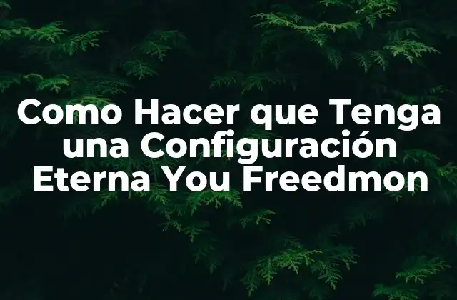 Como Hacer que Tenga una Configuración Eterna You Freedmon