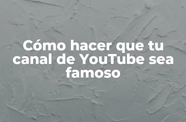 Cómo Hacer que Tu Canal de Youtube Sea Famoso
