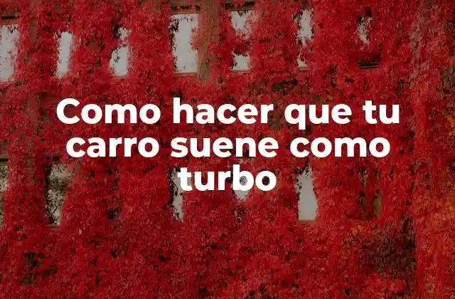 Como Hacer que Tu Carro Suene como Turbo
