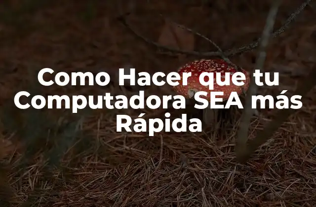 Como Hacer que Tu Computadora Sea Más Rápida