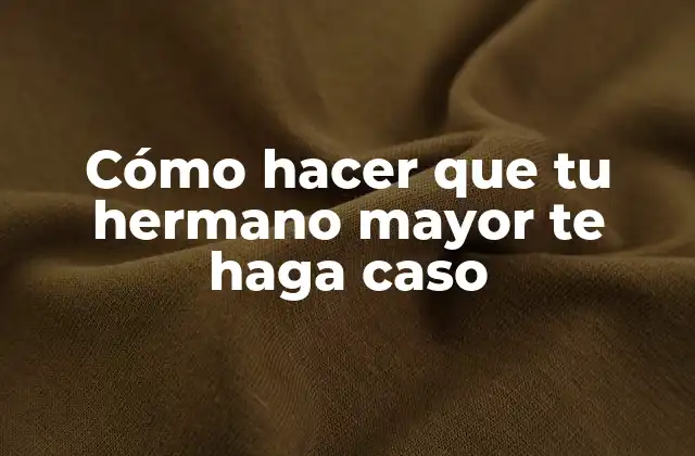 Cómo Hacer que Tu Hermano Mayor Te Haga Caso