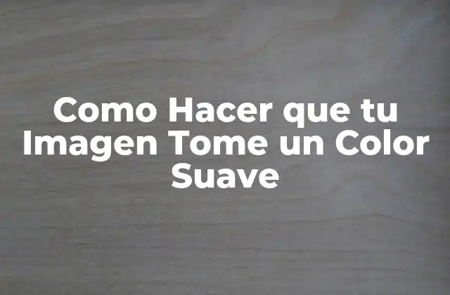 Como Hacer que Tu Imagen Tome un Color Suave