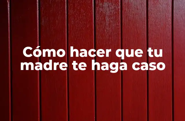 Cómo Hacer que Tu Madre Te Haga Caso