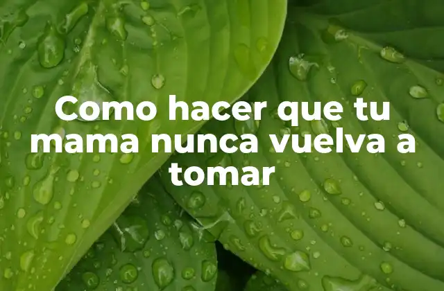 Como Hacer que Tu Mama Nunca Vuelva a Tomar