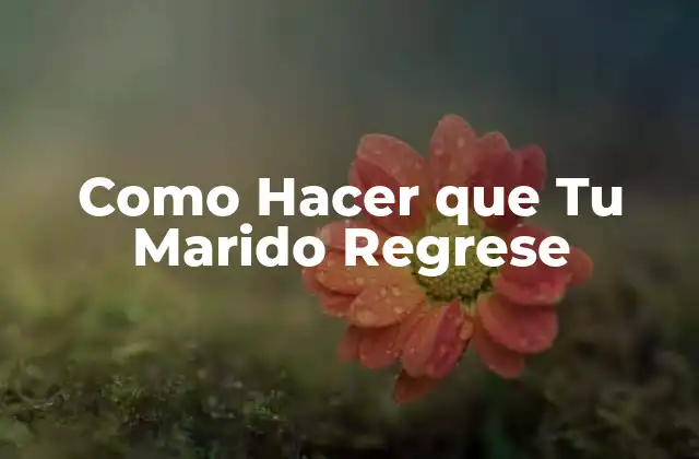 Como Hacer que Tu Marido Regrese 2 ¿Qué es la Recuperación de un Matrimonio?