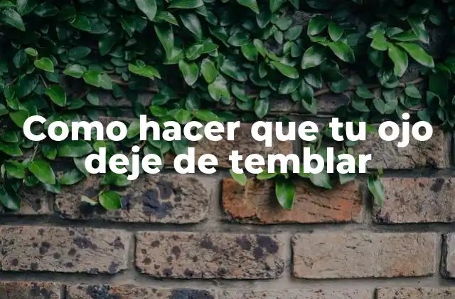 Como Hacer que Tu Ojo Deje de Temblar