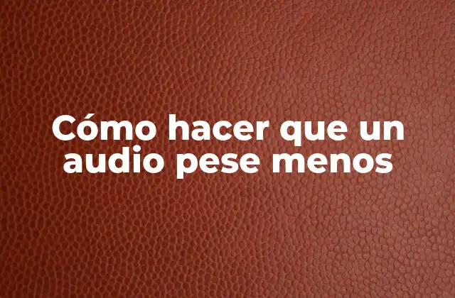 Cómo Hacer que un Audio Pese Menos
