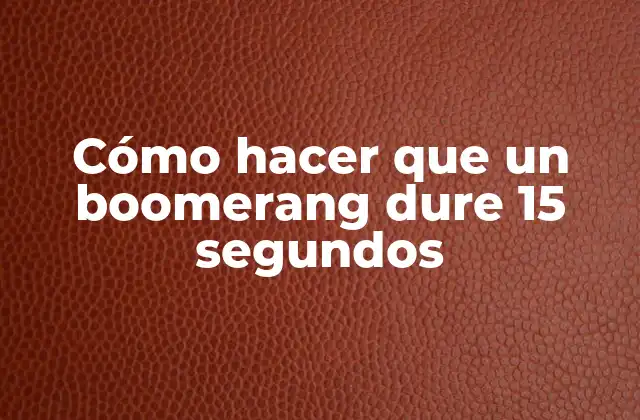 Cómo Hacer que un Boomerang Dure 15 Segundos 2 Cómo hacer que un boomerang dure 15 segundos
