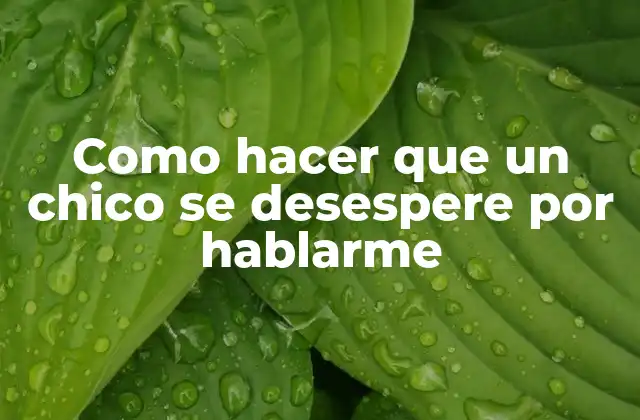 Como Hacer que un Chico Se Desespere por Hablarme