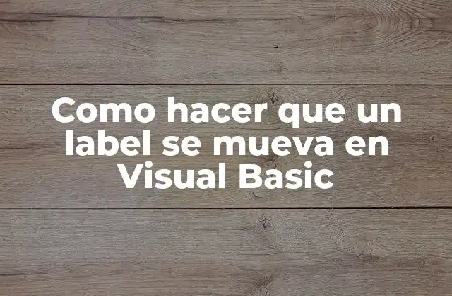 Como Hacer que un Label Se Mueva en Visual Basic