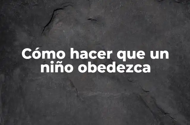 Cómo Hacer que un Niño Obedezca