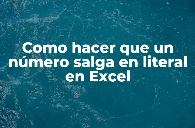 Como Hacer que un Número Salga en Literal en Excel