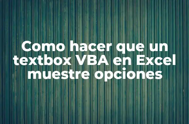 Como Hacer que un Textbox Vba en Excel Muestre Opciones