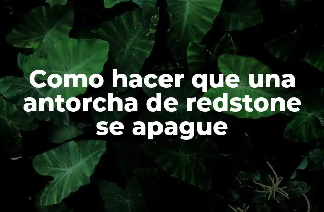 Como Hacer que una Antorcha de Redstone Se Apague